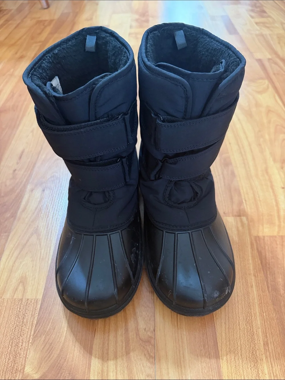 The Children's Place Black Kids Snow Boots with Double Hook-and-Loop Straps